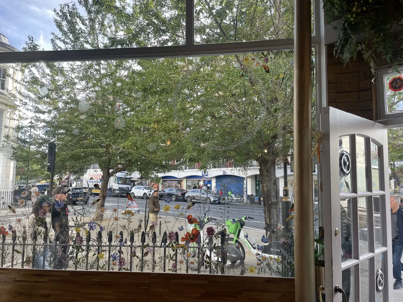 The street outside, seen from our table